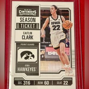 Caitlin Clark Basketball Card Season Ticket Panini Contenders 23-24 Iowa Hawkeye